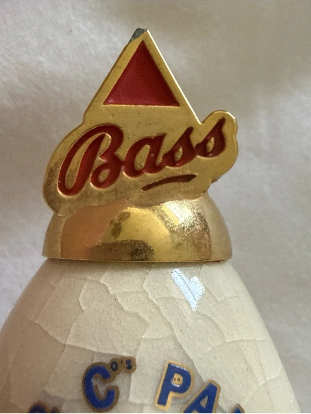 Bass Ceramic Tap Handle in Cream, Black & Red - Bass has some wear